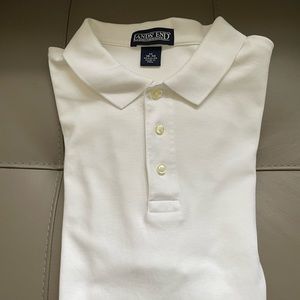 Men’s Lands’ End white cotton polo shirt - medium traditional fit
